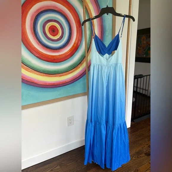 Commense Blue Ombre Cut-Out Maxi Dress with Spaghetti Straps Size XL NWT - Picture 5 of 7